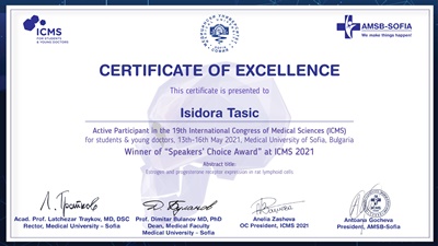 Isidora Tasic spekers choice award sm