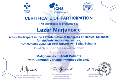 Diploma Lazar Marjanovic